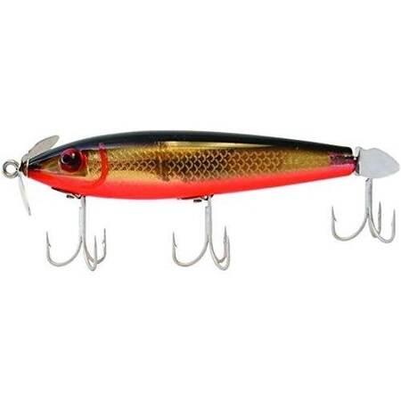 Mirrolure Prop Bait DualProp Floating Twitchbait, 3 58, 12 Oz, Black BackFluorescent Orange BellyGold 5M-808